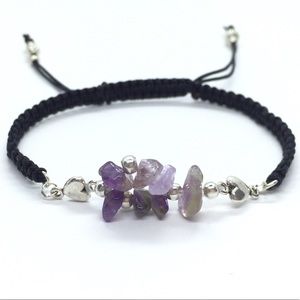 Stylish Amethyst Gemstone Chips Shamballa Bracelet